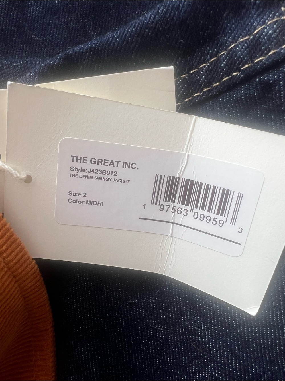 The GREAT. THE DENIM SWINGY JACKET Size 2/Medium NWT - Picture 8 of 9